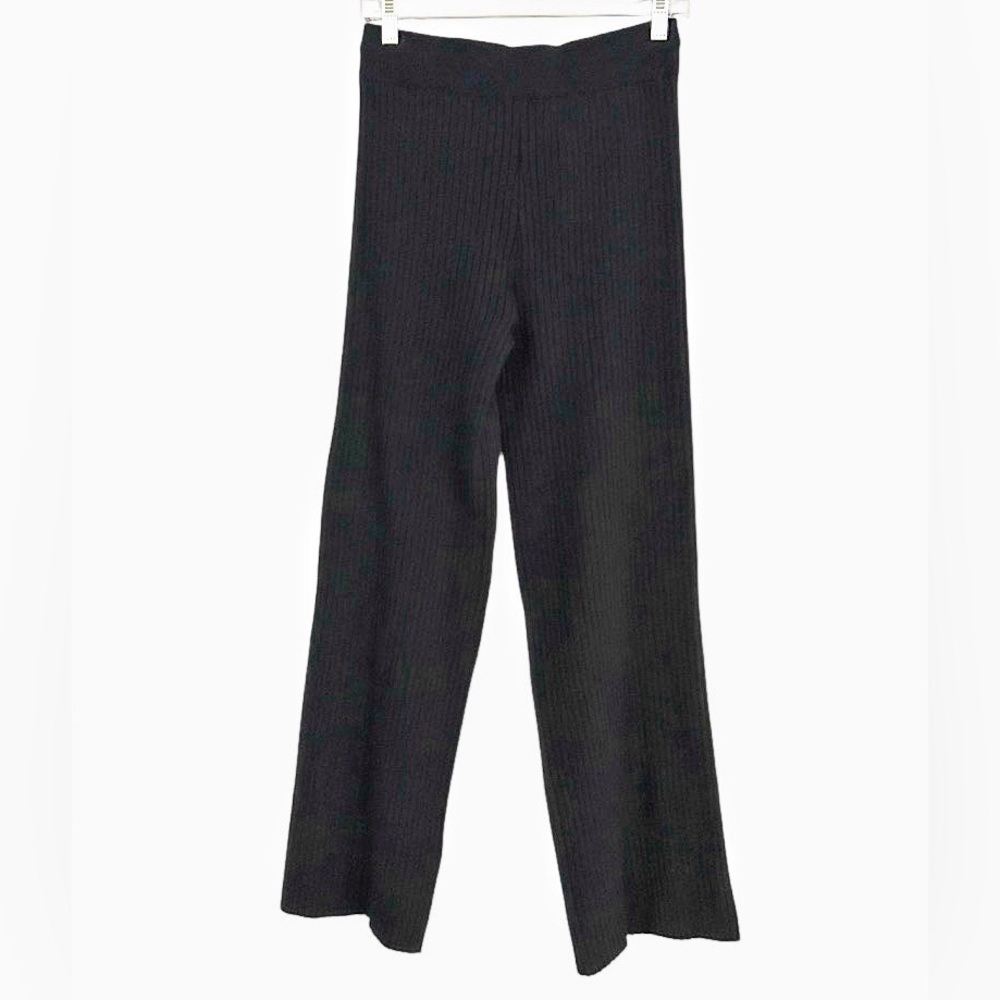 Anthropologie Endless Rose Black Ribbed Drawstring Wide Leg Pants Size Small